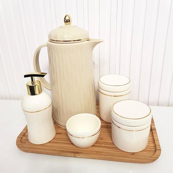 Kit Higiene Bebê 23x33cm Creme Filete Dourado - Térm. Grécia