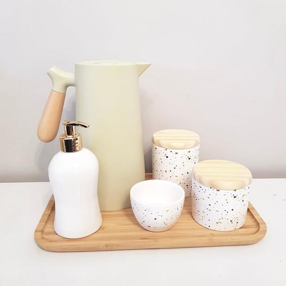 Kit Higiene Bebê 23x33cm Granilite Verde e Branco - Nórdica