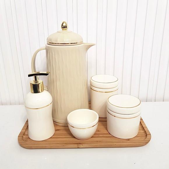 Kit Higiene Bebê 23x33cm Creme Filete Dourado - Térm. Grécia