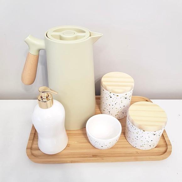 Kit Higiene Bebê 23x33cm Granilite Verde e Branco - Nórdica