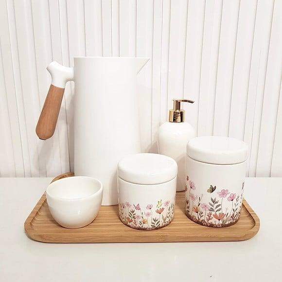 Kit Higiene Bebê 23x33cm Jardim Encantado Floral Branco