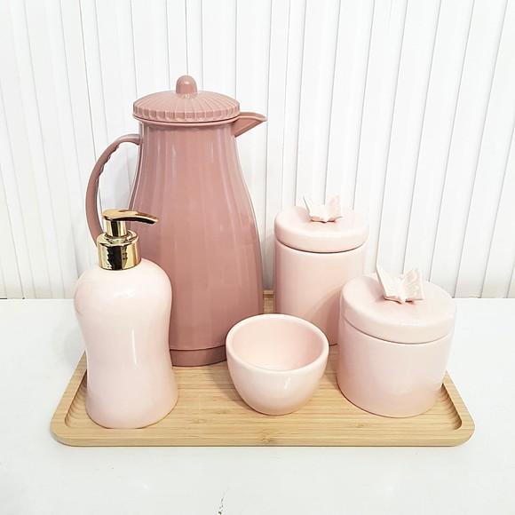 Kit Higiene Bebê 23x33cm Rosa Rosé Borboleta - Térmica New