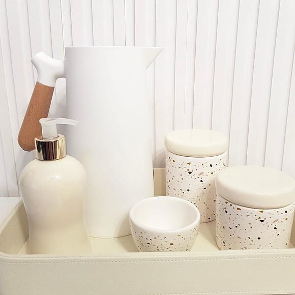 Kit Higiene Bebê 24x36cm Granilite Creme - Couro + Nórdica