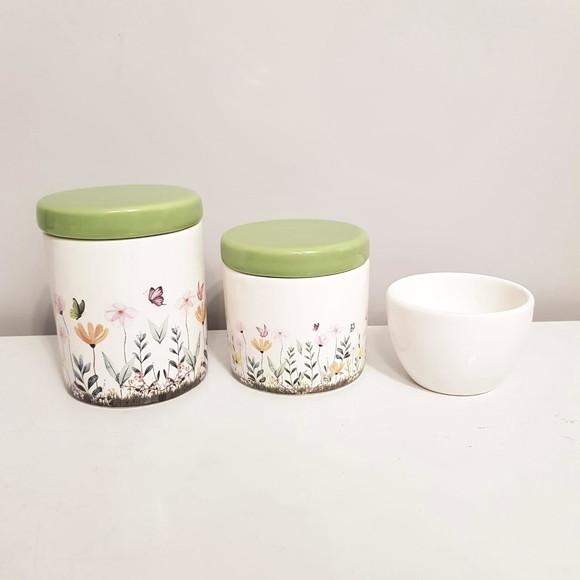Kit Higiene Bebê 3 Pças Jardim Encantado Floral Verde Escuro