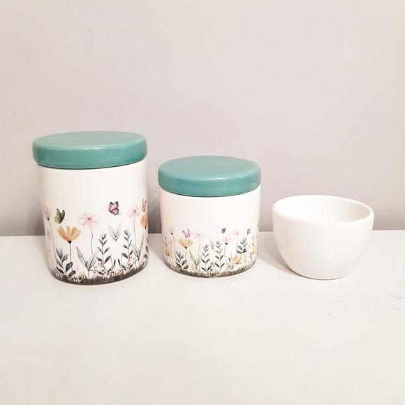 Kit Higiene Bebê 3 Pças Jardim Encantado Floral Verde Escuro