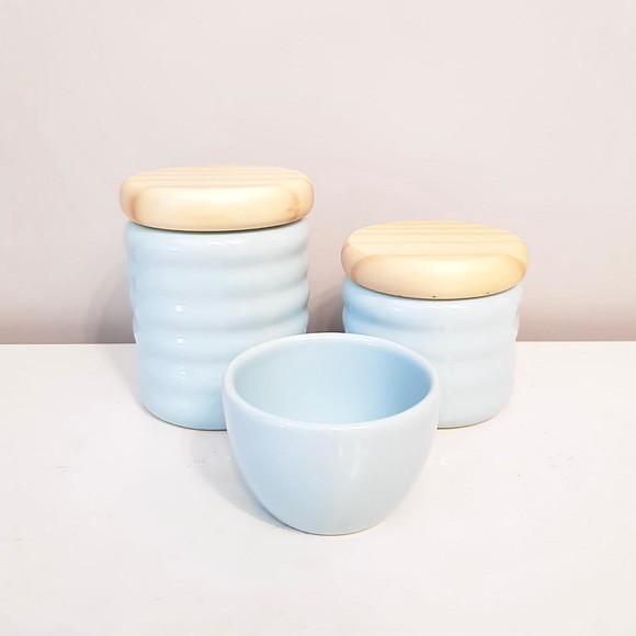 Kit Higiene Bebê 3 Pças Ondulado Azul Antigo (claro) - Pinus