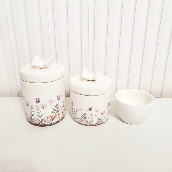 Kit Higiene Bebê 3 Pçs Jardim Encantado Branco Borboleta