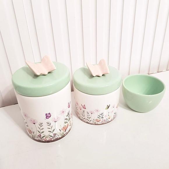 Kit Higiene Bebê 3 Pçs Jardim Encantado Verde Rosé Borboleta