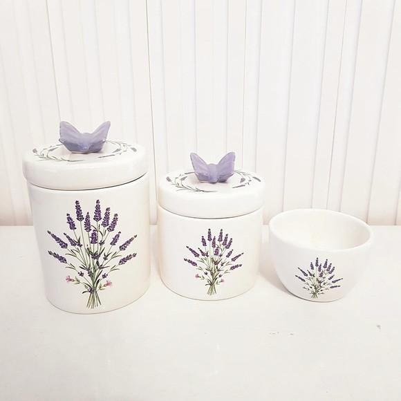 Kit Higiene Bebê 3 Pçs Lavanda - Tampa Estampada c/ Aplique