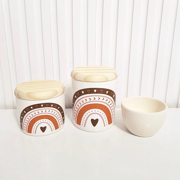 Kit Higiene Bebê 3 Peças Arco-íris Boho Marrom - Pinus