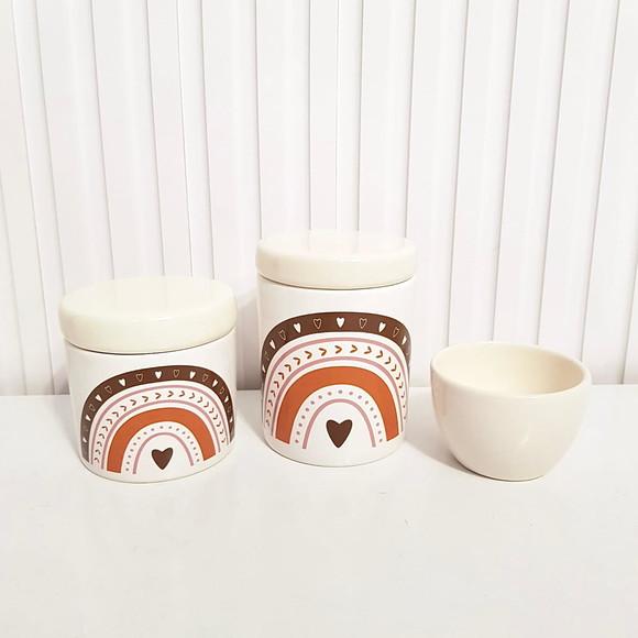Kit Higiene Bebê 3 Peças Arco-íris Boho Marrom + Creme
