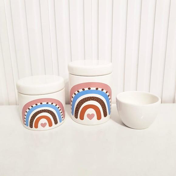 Kit Higiene Bebê 3 Peças Arco-íris Boho Mix + Branco