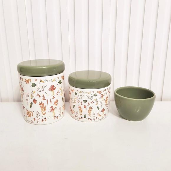 Kit Higiene Bebê 3 Peças Bosque Cogumelo - Verde Militar