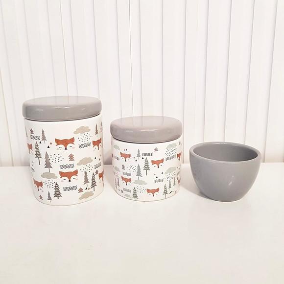 Kit Higiene Bebê 3 Peças Bosque Raposinha - Cinza
