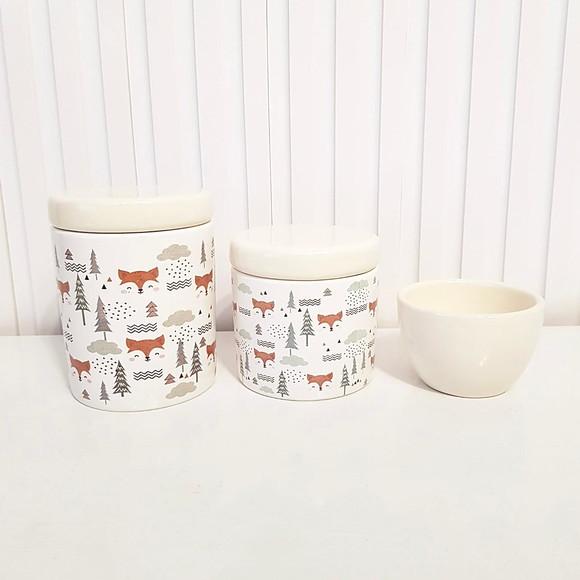 Kit Higiene Bebê 3 Peças Bosque Raposinha - Creme