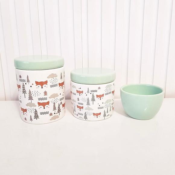Kit Higiene Bebê 3 Peças Bosque Raposinha - Verde Bebê