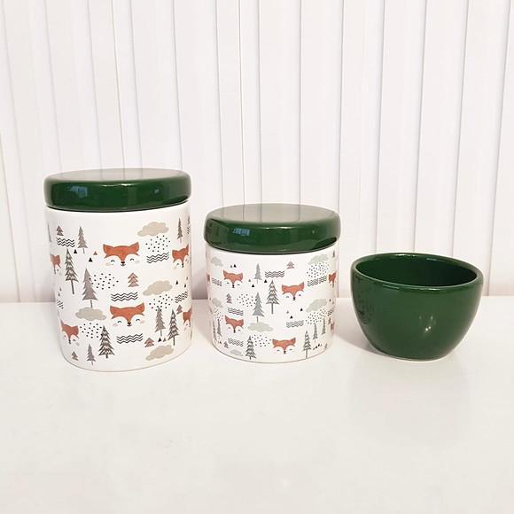 Kit Higiene Bebê 3 Peças Bosque Raposinha - Verde Escuro