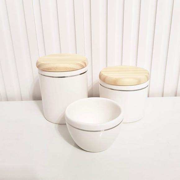 Kit Higiene Bebê 3 Peças Branco Filete Prateado - Pinus