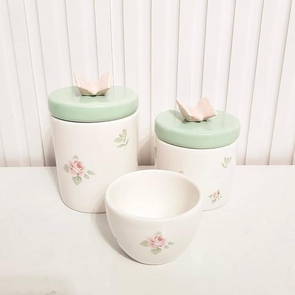 Kit Higiene Bebê 3 Peças Floral + Verde + Borboleta Rosé