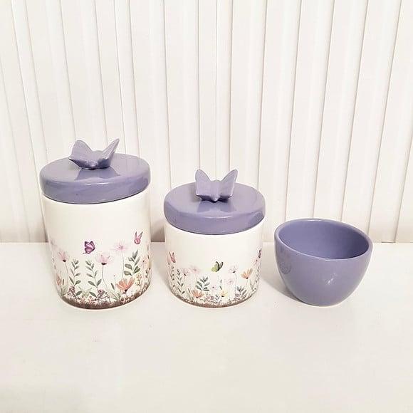 Kit Higiene Bebê 3 Peças Jardim Encantado Lilás Borboleta