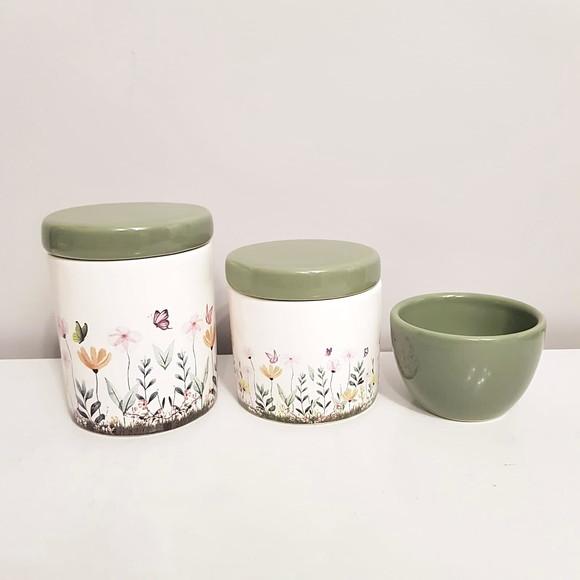 Kit Higiene Bebê 3 Peças Jardim Encantado Floral Verde