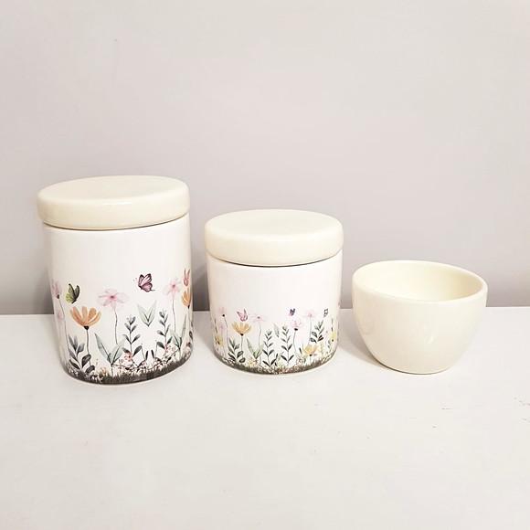 Kit Higiene Bebê 3 Peças Jardim Encantado Floral - Creme