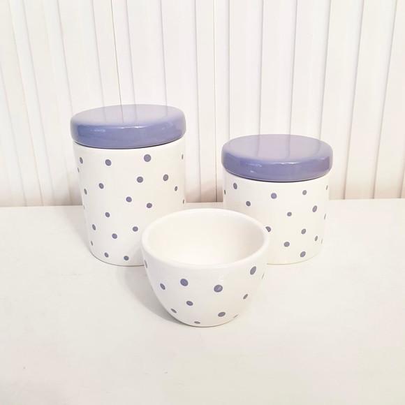 Kit Higiene Bebê 3 Peças Poás Roxo/lilás - Tampa de Cerâmica
