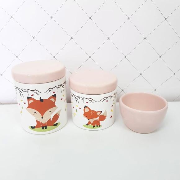 Kit Higiene Bebê 3 Peças Raposinha - Molhadeira Lisa