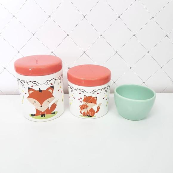 Kit Higiene Bebê 3 Peças Raposinha - Molhadeira Lisa