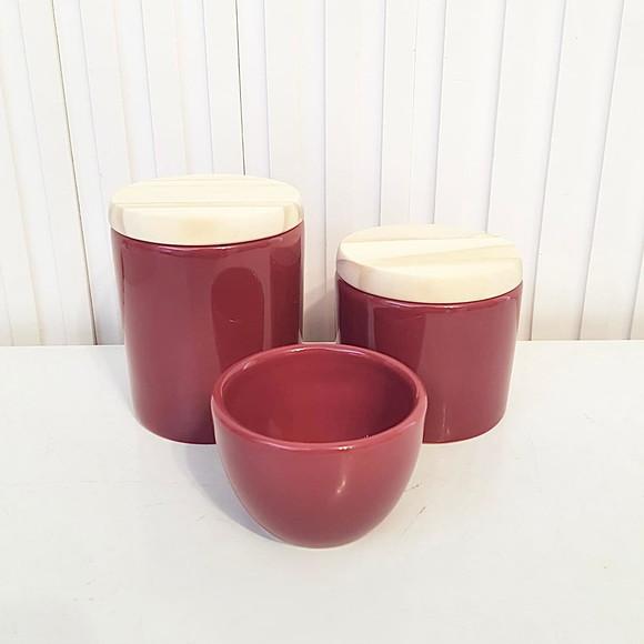 Kit Higiene Bebê 3 Peças Vinho Bordô - Tampinha Pinus