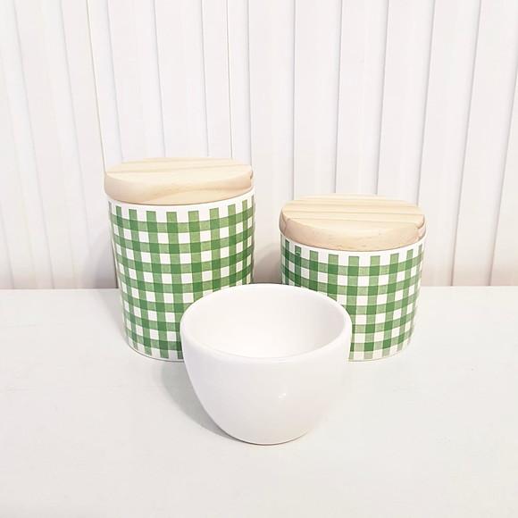 Kit Higiene Bebê 3 Peças Xadrez Vichy Verde - Pinus