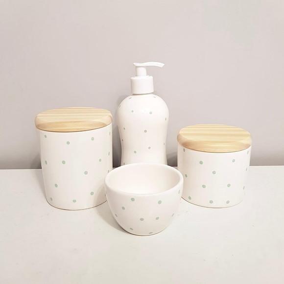 Kit Higiene Bebê 4 Peças Poás Verde Bebê - Tampa Pinus