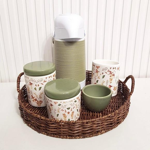 Kit Higiene Bebê Bosque Cogumelo Verde Militar Oliva