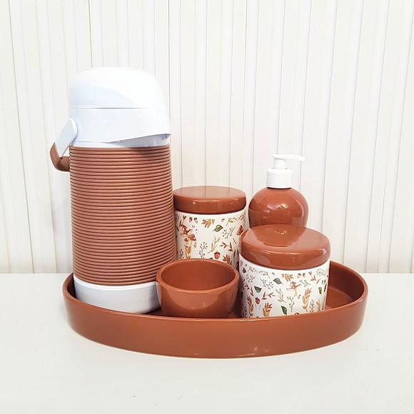 Kit Higiene Bebê Bosque Cogumelo Caramelo / Terracota
