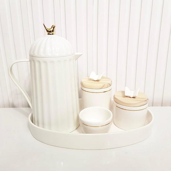 Kit Higiene Bebê Branco Filete Dourado + Borboleta -bird