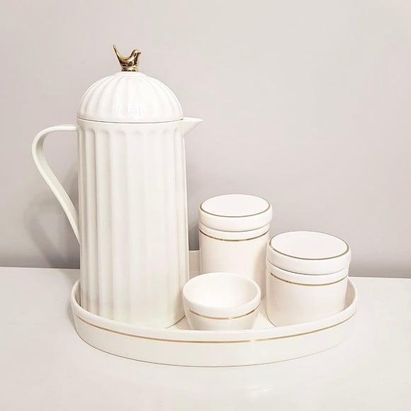 Kit Higiene Bebê Branco Filete Dourado Oval - Térmica Bird