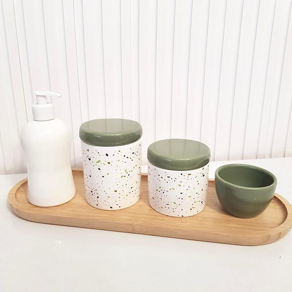 Kit Higiene Bebê Granilite Verde Militar - Bandeja 16x44cm