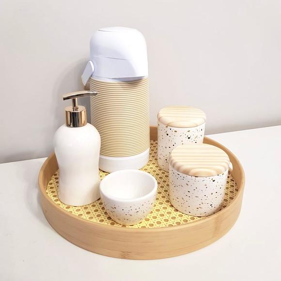 Kit Higiene Bebê Granilite Bege - Palhinha + Alinhavada