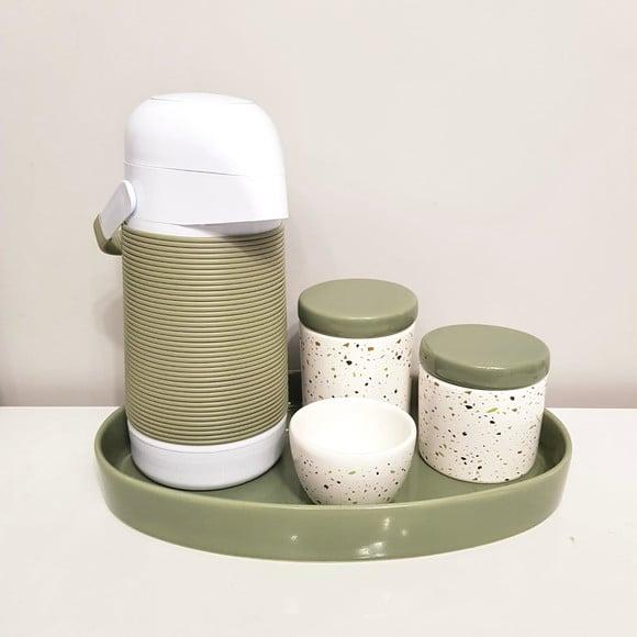 Kit Higiene Bebê Granilite Verde Militar / Oliva - Band Oval