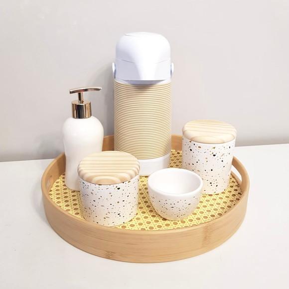 Kit Higiene Bebê Granilite Bege - Palhinha + Alinhavada