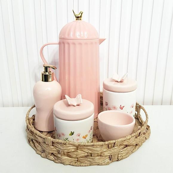 Kit Higiene Bebê Jardim Encantado Borboleta Rosé Band. Fibra