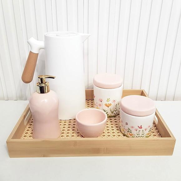 Kit Higiene Bebê Jardim Encantado Floral Rosé - Palhinha