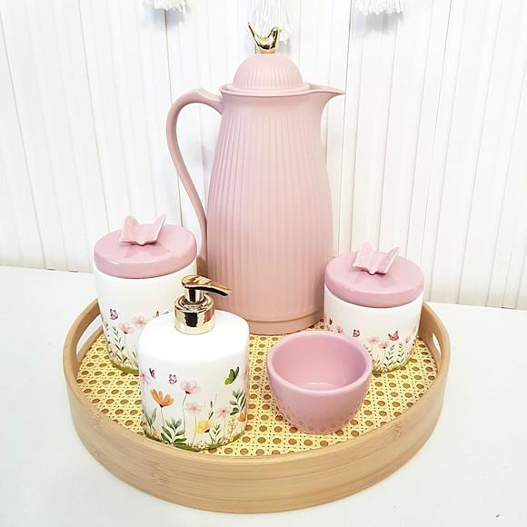 Kit Higiene Bebê Jardim Encantado Floral Rosa Bebê