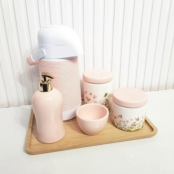 Kit Higiene Bebê Jardim Encantado Rosa Rosé - Alinhavada