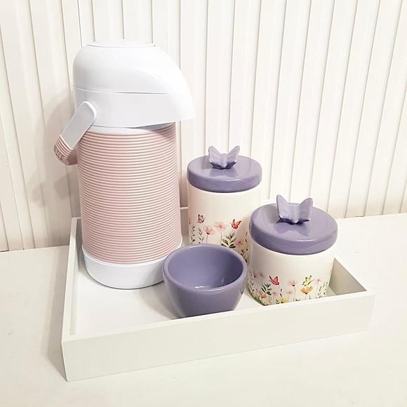 Kit Higiene Bebê Jardim Encantado Lilás e Rosa Antigo