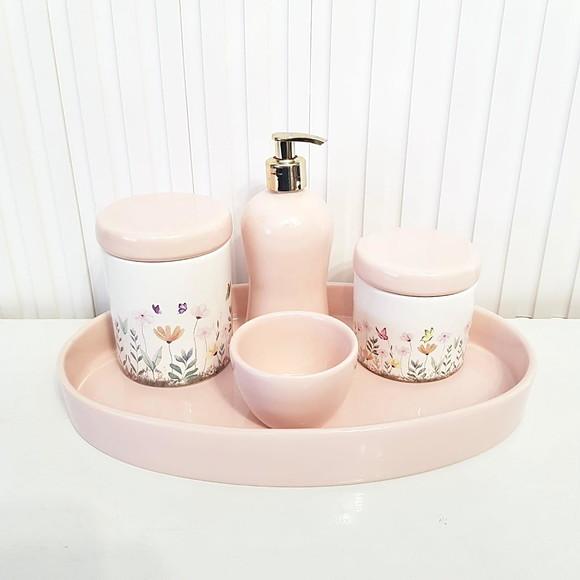 Kit Higiene Bebê Jardim Encantado Rosa Rosé - Oval