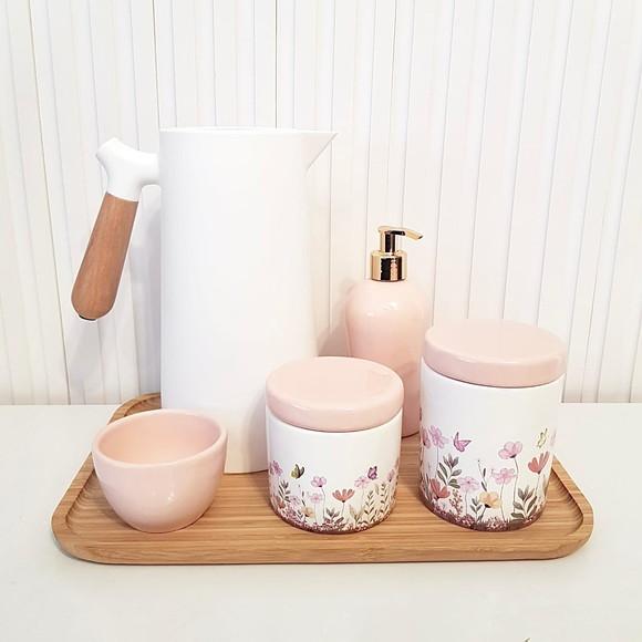 Kit Higiene Bebê Menina 23x33cm Jardim Encantado Floral Rosé