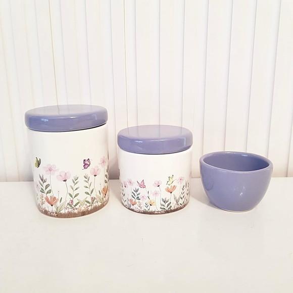 Kit Higiene Bebê Menina 3 Pçs Jardim Encantado Floral Lilás
