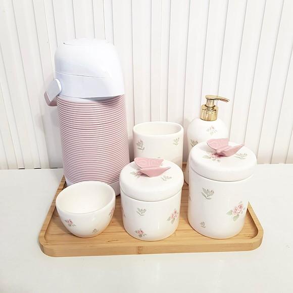 Kit Higiene Bebê Menina 23x33cm Floral Rosa Bebê Completo