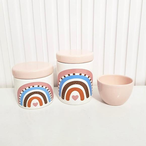 Kit Higiene Bebê Menina 3 Peças Arco-íris Boho Mix + Rosé